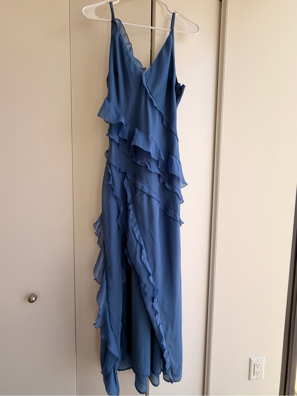 Abercrombie & Fitch Blue Ruffle Midi Dress
